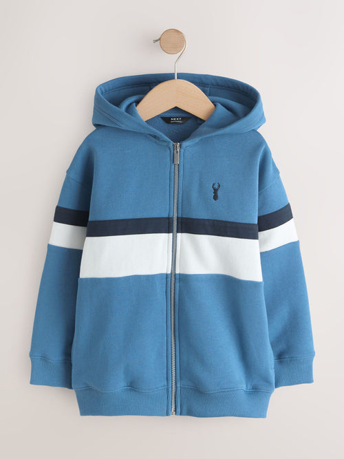 Blue/White Colourblock Zip Up Hoodie (3-16yrs)