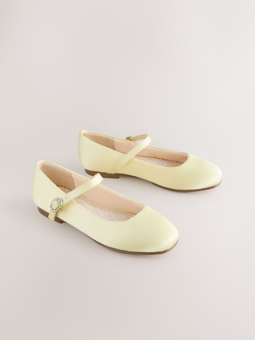 Lemon Yellow Stain Resistant Wide Fit (G) Mary Jane Occasion Shoes