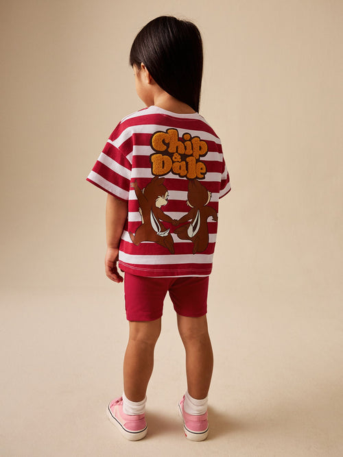 Red Pink Stripe Disney Chip and Dale Shorts Set (3mths-7yrs)