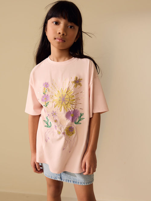 Pink Unicorn Sequin Oversized T-Shirt (3-16yrs)