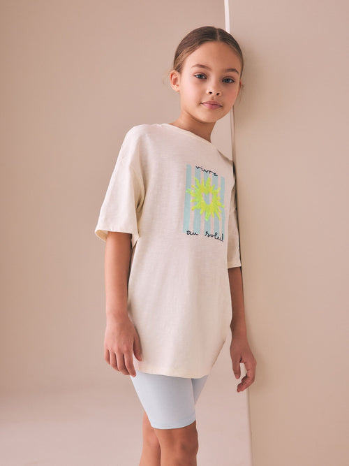Ecru Sun Sequin Graphic T-Shirt (3-16yrs)