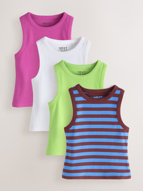 Multi Bright Ribbed Vest 4 Pack (3-16yrs)
