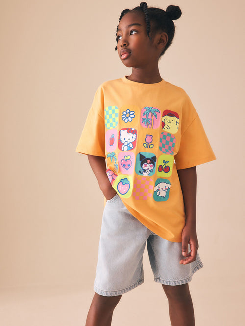 Orange Hello Kitty Oversized Graphic Print T-Shirt (3-16yrs)