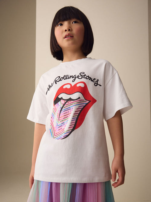 White Sequin The Rolling Stones Band T-Shirt (3-16yrs)