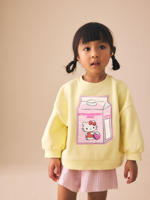 Yellow Hello Kitty Crew Neck Sweatshirt & Shorts Set (3mths-7yrs)