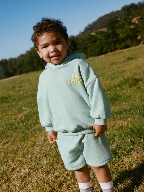 Sage Green Big Smiles Hoodie and Shorts Set (3mths-7yrs)