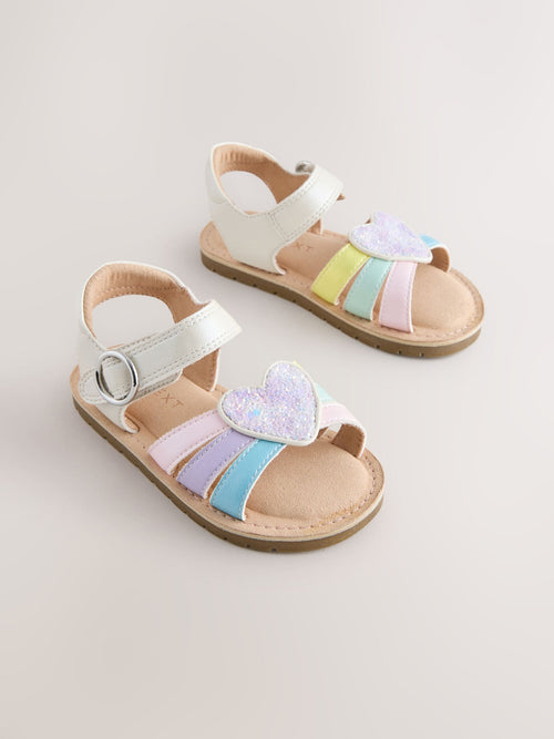 Multi Pastel Standard Fit (F) Heart Occasion Sandals
