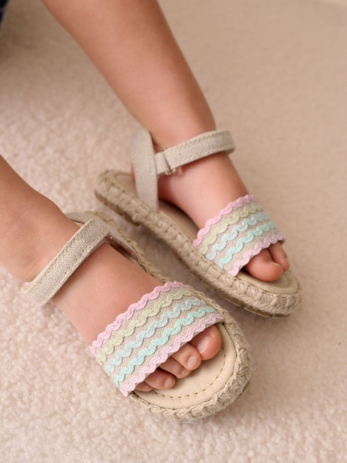 Multi Pastel Ankle Strap Sandals with Touch Fastening