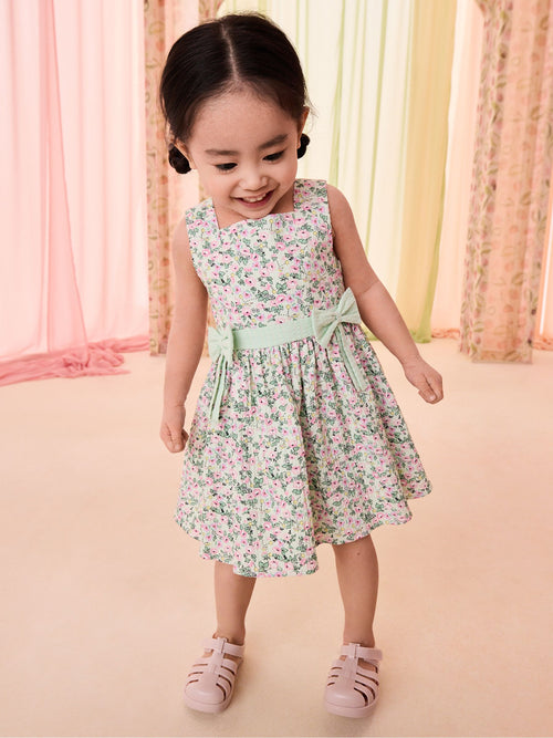 Cath Kidston Green Tennis Ditsy Bow Front Prom Dress (3mths-8yrs)