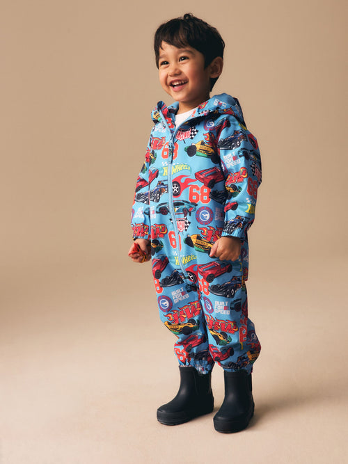 Hot Wheels Blue Waterproof Fleece Lined Puddlesuit (3mths-7yrs)