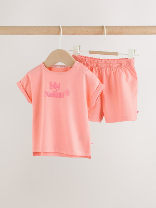 Pink Short Sleeve Baby Top and Short Set 2 Piece (0mths-2yrs)