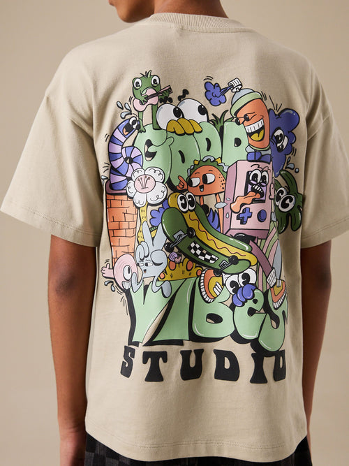 Stone Back Print Relaxed Fit Short Sleeve Graphic T-Shirt (3-16yrs)
