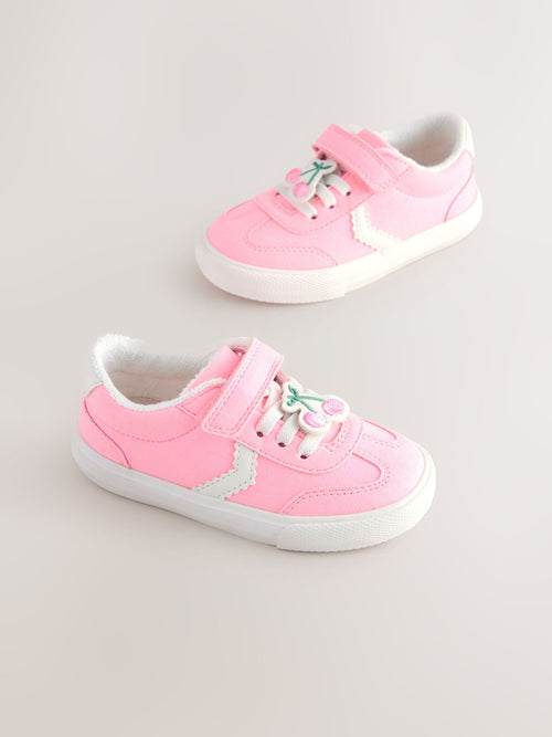 Pink Standard Fit (F) Touch Fastening Elastic Lace Trainers