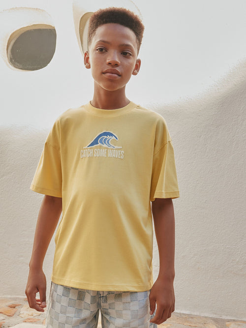 Yellow Waves Relaxed Fit Short Sleeve Graphic T-Shirt (3-16yrs)