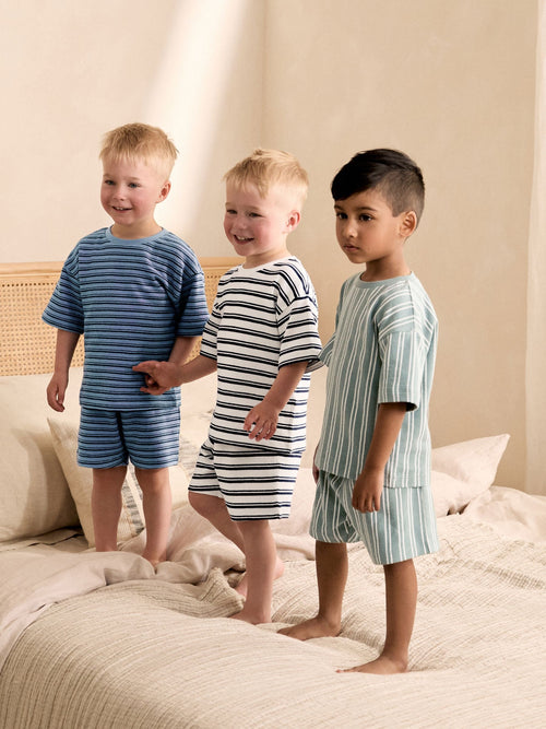 Blue/White/Grey Stripe Short Pyjamas 3 Pack (12mths-12yrs) (12mths-12yrs)