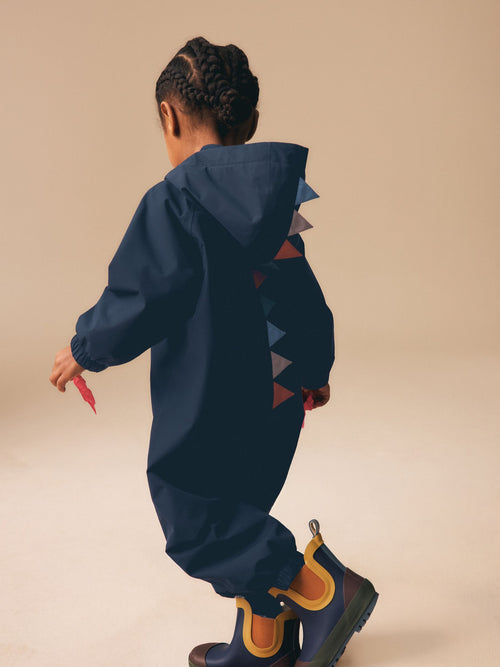 Navy Dino Waterproof Fleece Lined Puddlesuit (3mths-7yrs)