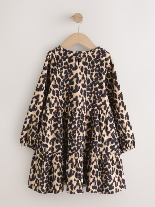 Animal Print Long Sleeve Jersey Dress (3-16yrs)