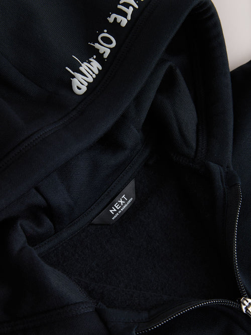 Black Skate Cherub Graphic Zip Through Hoodie (3-16yrs)