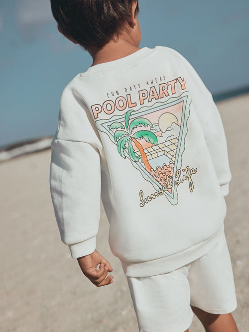 Ecru/White Crew Neck Sweatshirt and Shorts Set (3mths-7yrs) (3mths-7yrs)