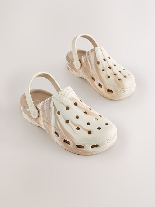 Neutral Marble Wide Fit (G) Comfort Clogs