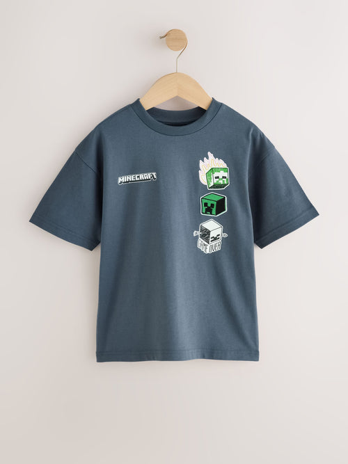 Charcoal Grey Back Print Single Minecraft T-Shirt (3-16yrs)