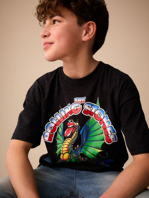 Black Washed Rolling Stones Band T-Shirt (3-16yrs)