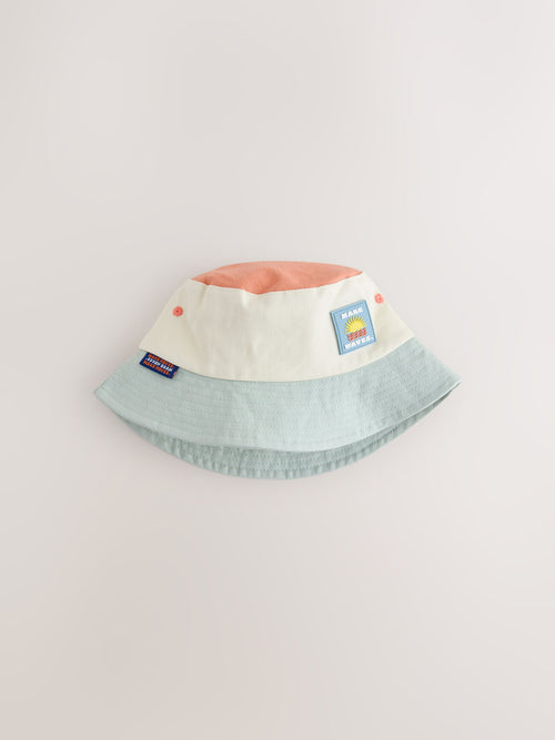 Rust Orange/Cream/Sage Green Colourblock Bucket Hat (3mths-10yrs)