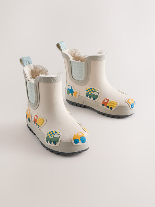 Neutral/Turquoise Transport Warm Lined Ankle Wellies