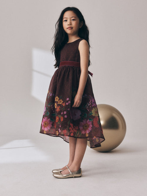 Chocolate Brown Floral Prom Dress (3-16yrs)