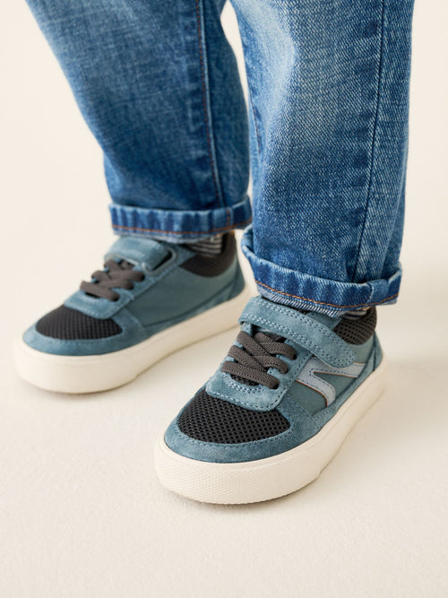 Navy Standard Fit (F) Touch Fastening Elastic Lace Trainers