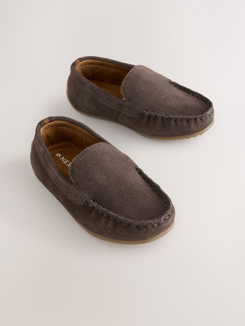 Chocolate Brown Standard Fit (F) Suede Slip-Ons Loafer Shoes