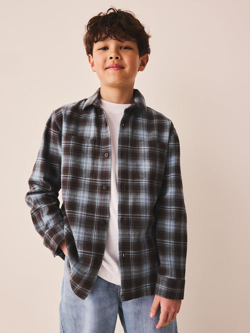 Blue/Brown Check Long Sleeve Check Shirt (3-16yrs)