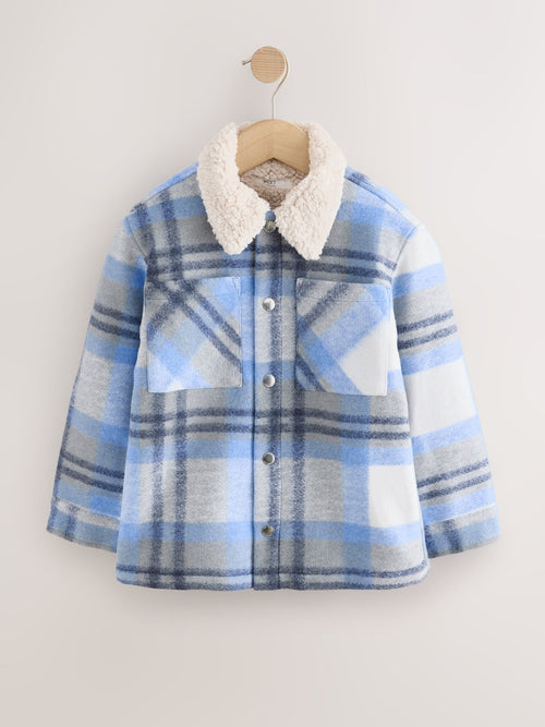 Blue Check Borg Lined Shacket (3-16yrs)