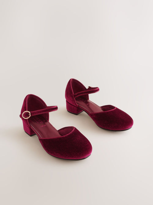 Burgundy Red Velour Standard Fit (F) Two Part Heeled Shoes