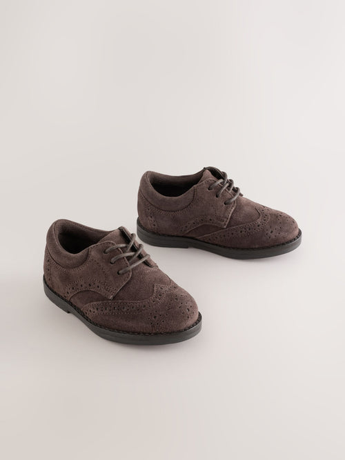 Chocolate Brown Standard Fit (F) Lace Up Brogue Shoes