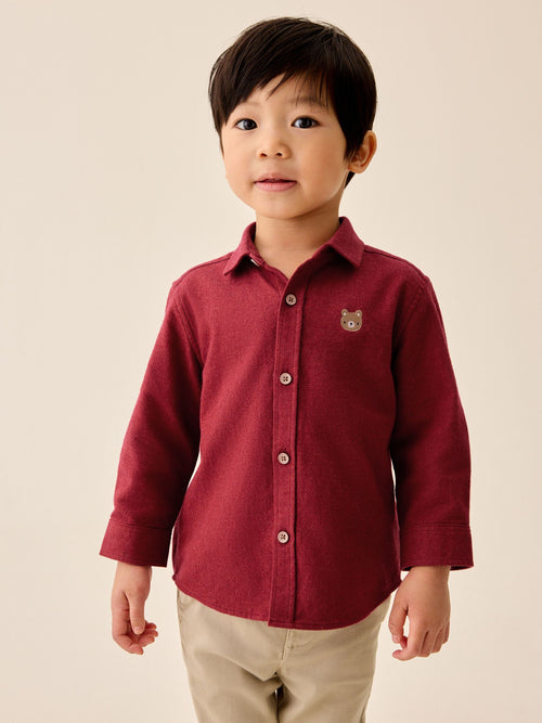Red Long Sleeve Melange Brushed Character Shirt (3mths-7yrs)