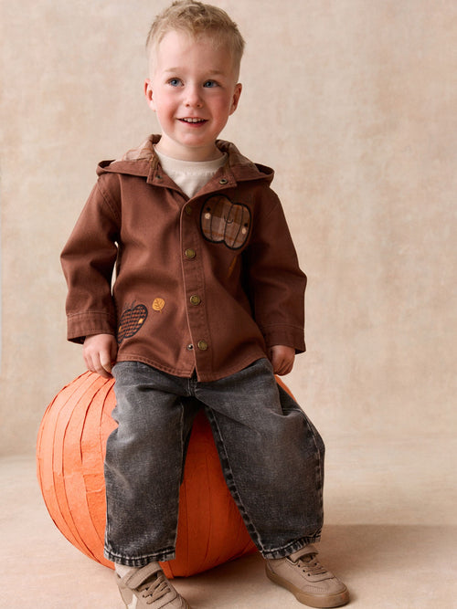 Brown Pumpkin Long Sleeve Hooded Overshirt (3mths-7yrs)