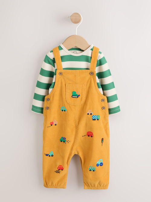Yellow Transport Cord Dungarees and Bodysuit Baby Set (0mths-3yrs)