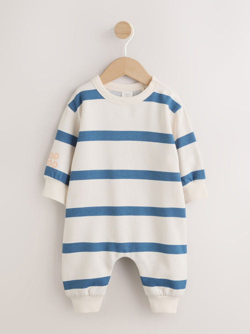 Blue/Ecru Stripe Sweat Baby Romper (0mths-3yrs)