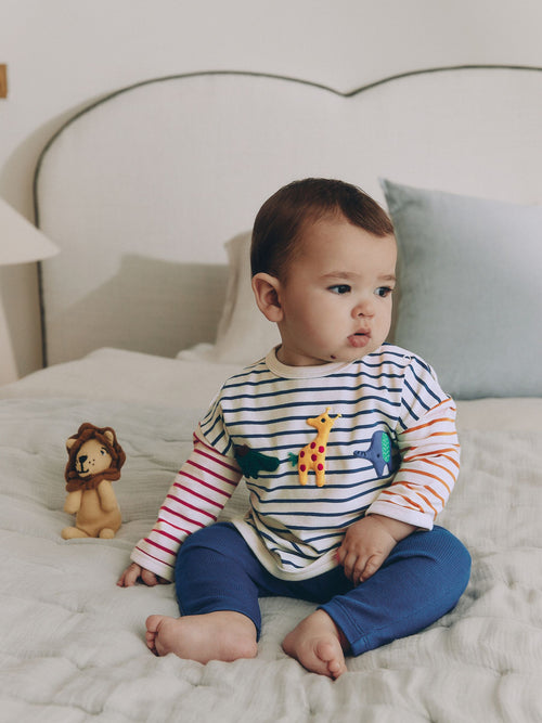 Red/Blue Safari Animals Top and Leggings Baby Set (0mths-2yrs)