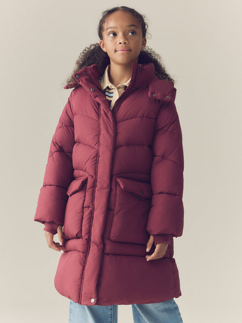 Berry Red Shower Resistant Faux Fur Lined Padded Coat (3-16yrs)