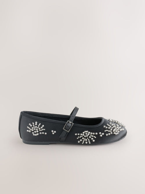 Black Embellished Standard Fit (F) Occassion Mary Jane Shoes
