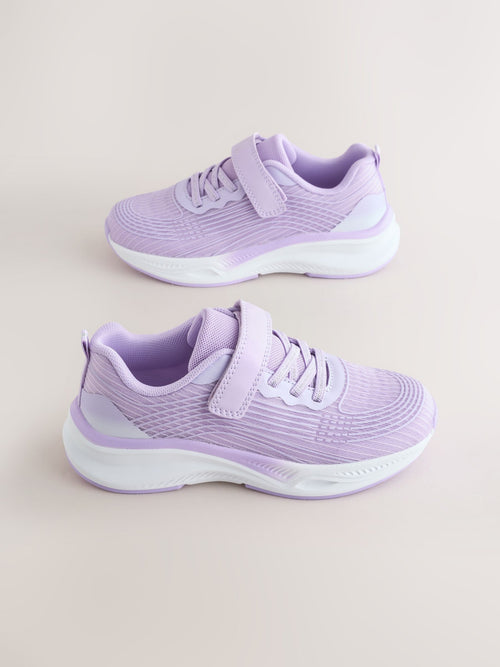 Lilac Purple Wide Fit (G) Elastic Lace-Up Trainers
