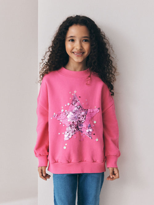Pink Sequin Star Sweatshirt (3-16yrs)