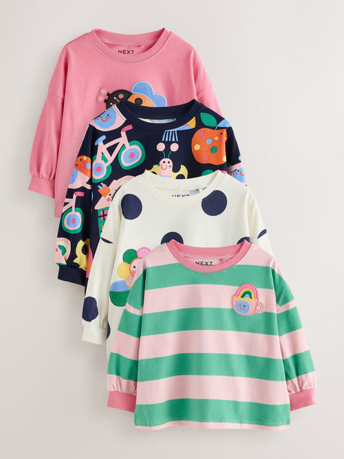 Navy Ladybird Long Sleeve T Shirts 4 Pack (3mths-7yrs)