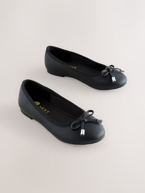 Black Matte Wide Fit (G) Ballerina School Shoes