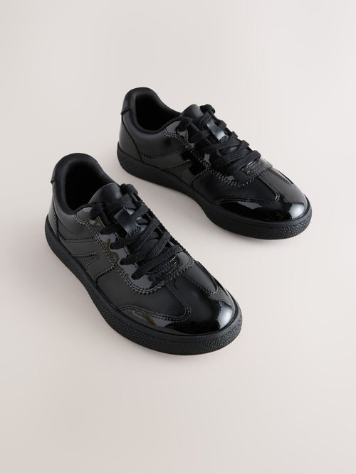 Black Patent Leather School Standard Fit (F) Retro Trainers