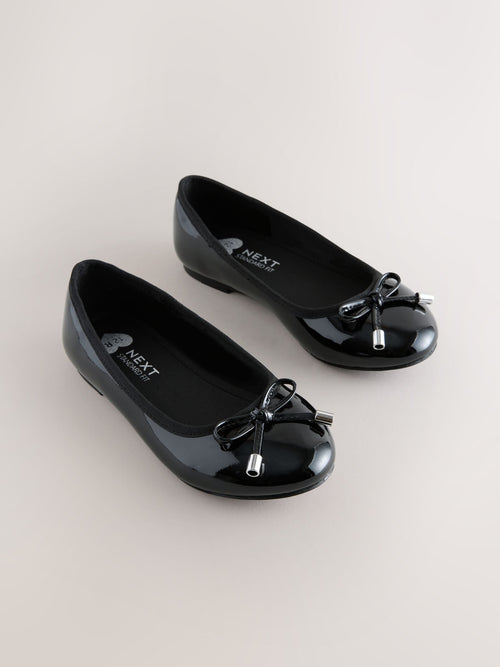 Black Patent Standard Fit (F) Ballerina School Shoes