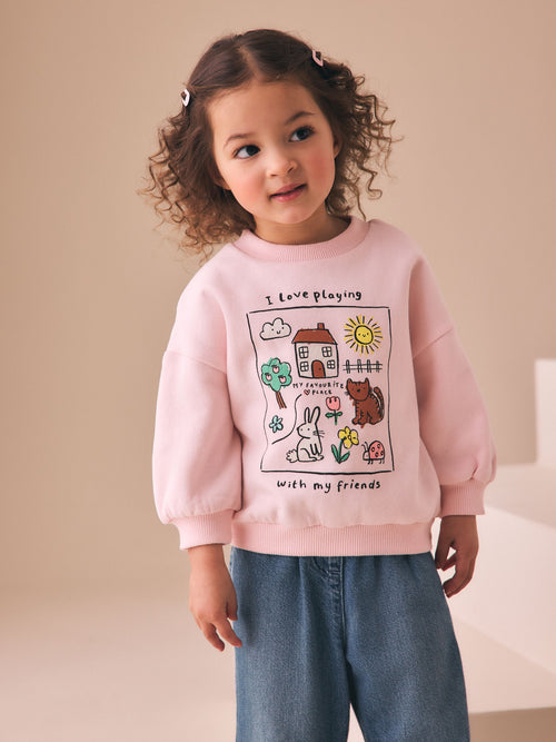 Light Pink House Crew Neck Sweatshirt (3mths-7yrs)