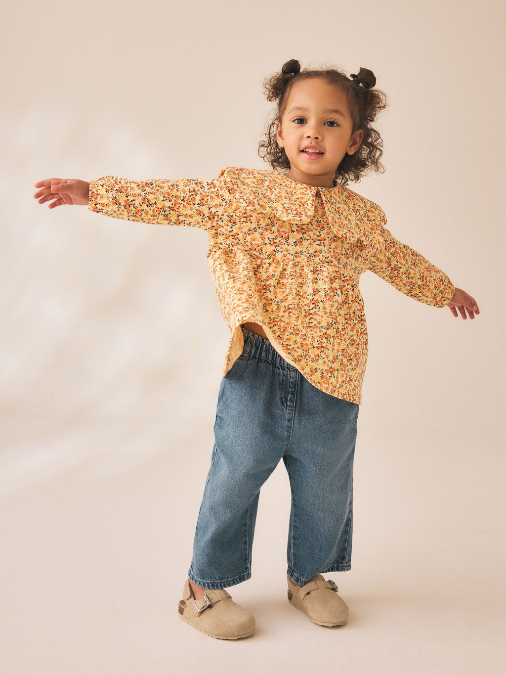 Yellow Ditsy Long Sleeve Collar Blouse (3mths-7yrs)